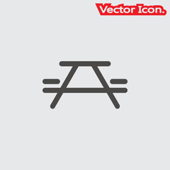 Table and chairs icon isolated sign symbol and flat style for app, web and digital design. Vector illustration.