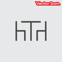 Table and chairs icon isolated sign symbol and flat style for app, web and digital design. Vector illustration.