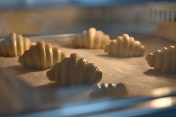 Croissant in oven