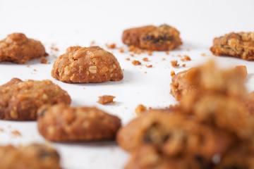 close up cookie isolated on white background in the studio.