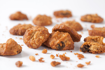 close up cookie isolated on white background in the studio.