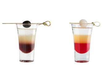 Alcohol shots on a white background. Two shots.