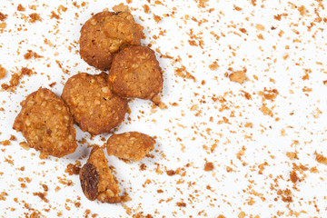 close up cookie isolated on white background in the studio.