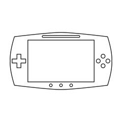 portable videogame console in black and white
