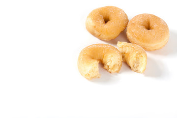Donut isolated on white background with space for copy.