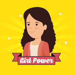 woman and ribbon with girl power message