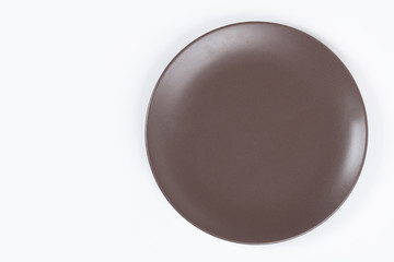 brown plate empty isolated on white background with space for copy.