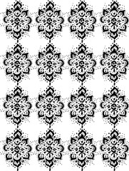 Retro lace hand drawn vector seamless repeat pattern with ethnic and tribal motifs, zigzag lines, brushstrokes and splatters of paint, black and white minimalist colors, fashion textile fabric