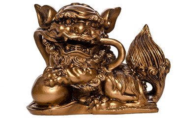 Lion statue gold china