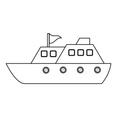 cruise ship boat symbol in black and white