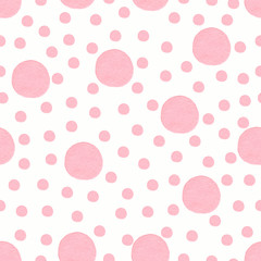 Watercolor seamless pattern pink polka dots.Seamless background for your design