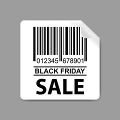 Label with Barcode icon and text sale,template for black friday