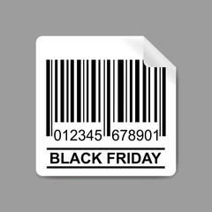 Label with Barcode icon and text black friday,template for your design