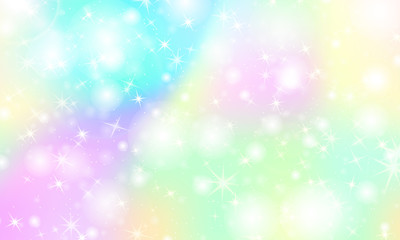 Unicorn rainbow background. Holographic sky