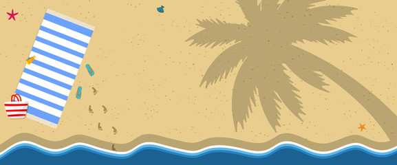 Top View of Sea Coast, Ocean Seaside, Golden Sand