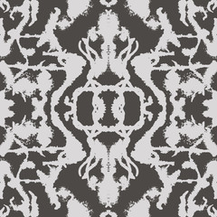 Abstract seamless pattern. Black and white mirrored, symmetrical repeat pattern illustration. Perferct for gift, wallpaper, fabric and background.