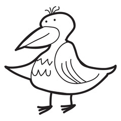 Cartoon doodle illustration of cute bird crow or raven for coloring book, t-shirt print design, greeting card