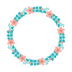 Vector illustration invitation card decoration element with blue leafy flower frames hand drawn