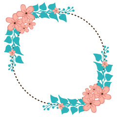 Vector illustration invitation card decoration element with blue leafy flower frames hand drawn