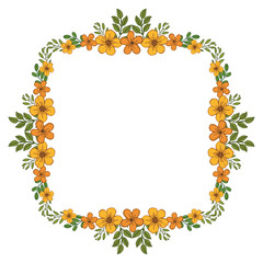 Vector illustration orange wreath frame with greeting card decor hand drawn