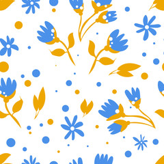 Fototapeta na wymiar Blue flowers pattern for spring banner