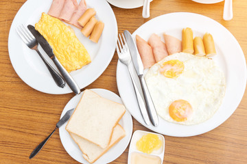 Enjoying Breakfast near tropical sea summer concept
