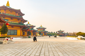 landscape of the complex of nanshan temple at longkou City in Lushan Mountain in Shandong Province of China