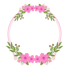 Fototapeta premium Vector illustration greeting card template or invitation card with pink flower frames bloom hand drawn
