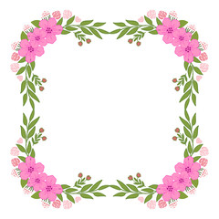 Fototapeta premium Vector illustration greeting card template or invitation card with pink flower frames bloom hand drawn