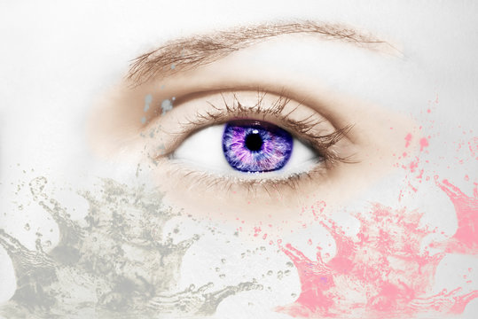 A Beautiful Insightful Look Eye With Abstract Spots. Close Up Shot