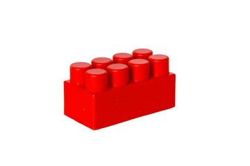 details of a children's plastic constructor on a white background. colored cubes. block.