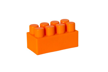 details of a children's plastic constructor on a white background. colored cubes. block.