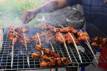 Roast chicken cart on the street