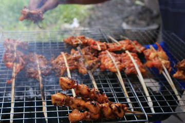Roast chicken cart on the street