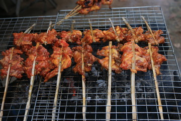 Roast chicken cart on the street