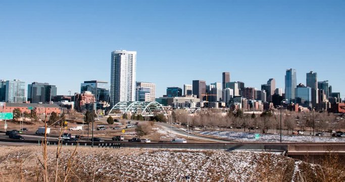 Denver Colorado USA Skyline Timelapse Sunny Winter Day