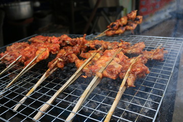 Roast chicken cart on the street