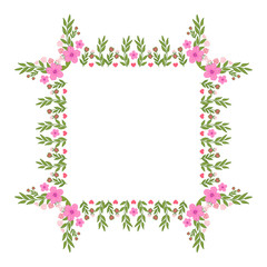Vector illustration beautiful pink flower frame design with background hand drawn