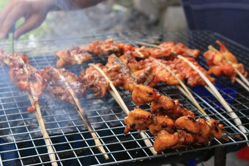 Roast chicken cart on the street