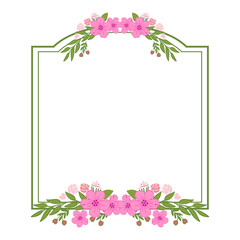 Vector illustration beautiful pink flower frame design with background hand drawn