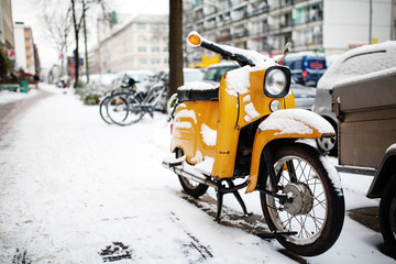 old classic vintage yellow motor scooter
