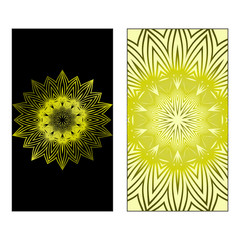 Business Cards, Invitations Or Flyaer. Floral Mandala Pattern. Oriental Design Layout. Vector Illustration. Black olive color