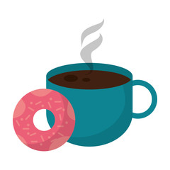 hot coffee cup and donut food