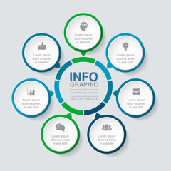 Vector infographic template forcirculxr diagram, graph, presentation, chart, business concept with 7 options.