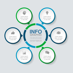 Vector infographic template forcirculxr diagram, graph, presentation, chart, business concept with 6 options.