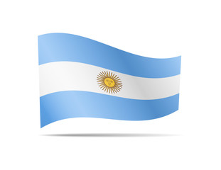Waving Argentina flag in the wind. Flag on white background vector illustration