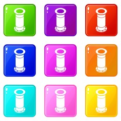 Sewerage pipe icons set 9 color collection isolated on white for any design