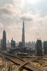 Panorama and aerial view of downtown Dubai U.A.E