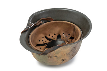 German World War Two (Stahlhelm M1942) military helmet, Normandy 1944