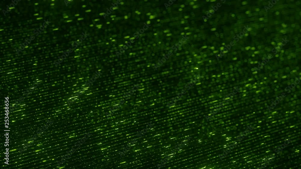 Aufkleber green cryptocurrency word made with flying luminescent particles. information technology related loo